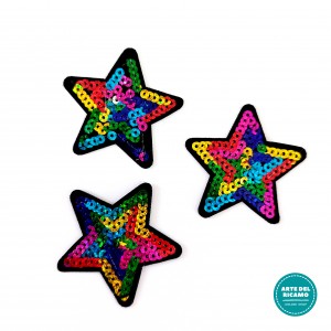 Pegatina Termo-adhesiva con Paillettes - Estrella Multicolor